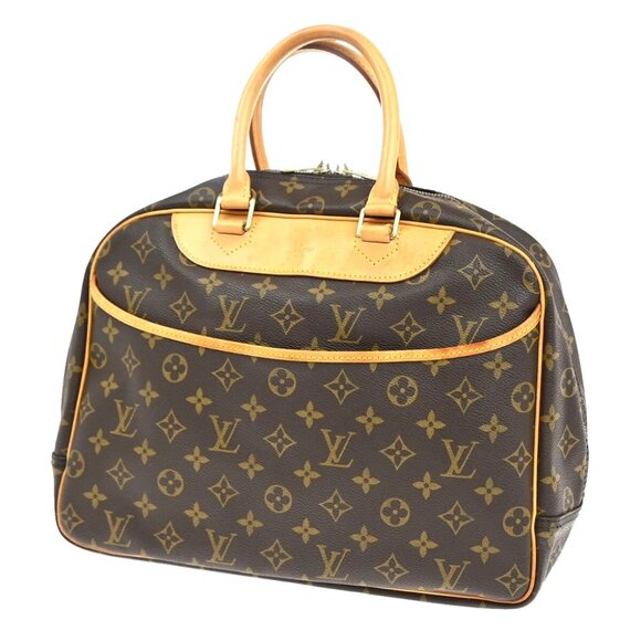 LOUIS VUITTON LV Logo Deauville Hand Bag Monogram Leather Brown - Picture 1 of 14